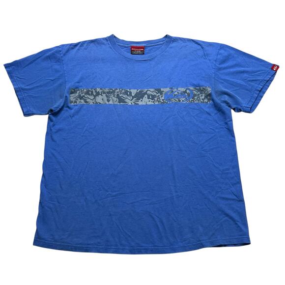 Vintage Quiksilver T-Shirt Men’s XL Blue Floral Stripe Surf Skate USA Y2K baggy - Picture 1 of 9